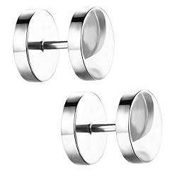 Ditz Damen Herren Ohrstecker Edelstahl Platte mit Kreis zum Schrauben Fake Plug Piercing Ohr Tunnel Doppel Ohrringe Rund Schlicht Silber 4mm von Ditz