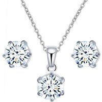 Ditz Kette mit Anhänger Damen Schmuckset Ohrringe Halskette Zirkonia Stein Set Anhänger Silber, Ohrstecker Kette Diamant Geschenk Frauen Geburtstag Brautschmuck Braut von Ditz