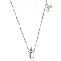 Ditz Kette mit Anhänger Halskette Kette Unicorn Rainbow Einhorn Regenbogen, Frauen Damen Kinder Geschenk Ideen Liebe Freundschaft von Ditz