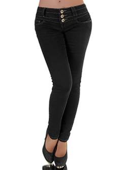 Damen Jeans Hose Hüfthose Damenjeans Hüftjeans Röhrenjeans Röhrenhose Röhre P142, Farbe: Schwarz, Größe: 36 (S) von Diva-Jeans