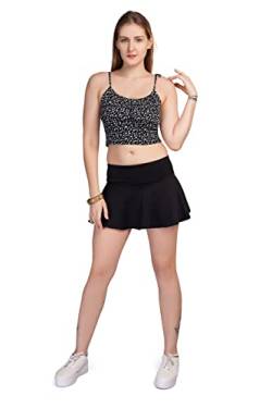 Damen Stretchy Flared Casual Mini Skater Rock Basic Sommer Einfarbig Mini Röcke, Schwarz , 52 von Divas World