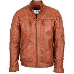 DR117 Herren Biker Lederjacke Cognac, cognac, XXXL von Divergent Retail