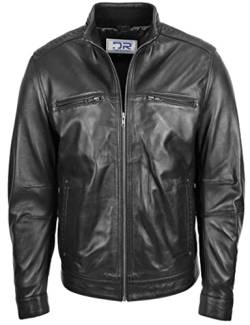 DR131 Herren Classic Biker Lederjacke schwarz, Schwarz , M Kurz von Divergent Retail