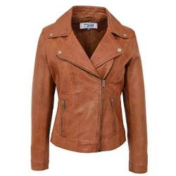 DR216 Damen Casual Smart Biker Lederjacke Tan, hautfarben, 44 von Divergent Retail