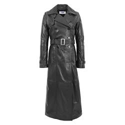 Divergent Retail DR242 Damen-Trenchcoat aus Leder, volle Länge, Schwarz, Schwarz, 40 von Divergent Retail