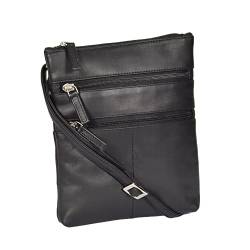 Divergent Retail DR368 Damen Leder Small Crossbody Reisetasche schwarz, Schwarz , Small von Divergent Retail