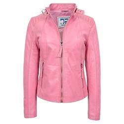 Echt Leder Damen Biker Jacke Classic DR263 Pink, Pink, 46 von Divergent Retail