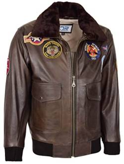 HUGO Herren Classic Top Gun Aviator Lederjacke Braun, braun, M von Divergent Retail