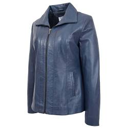 Mia Damen Echtleder Classic Zipper Design Jacke Blau, blau, 42 von Divergent Retail