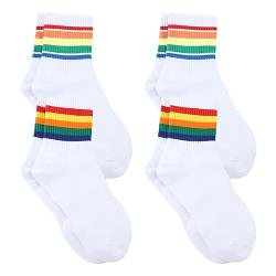 4 Paar Unisex Socken mit Regenbogen Muster, Regenbogen Streifen Socken, Pride Socken Sportsocken Lustige Bunte Socken, Baumwolle Socken Stolz Geschenke für Damen und Herren von Divono