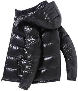 Dixacyer Herren schwere gesteppte glänzende Daunenjacken Performance Hooded Puffer Mäntel, Schwarz , XXXXL von Dixacyer