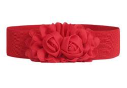 Diyafas Damen Elastischer Taillenband Breite Chiffon Roses Dehnbar Gürtel für Kleider von Diyafas