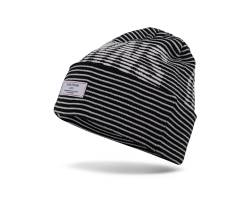 Djinns - Basic Beanie Stripeshadow (Black/White) - Mütze Strickmütze Wintermütze Wollmütze Winter Unisex von Djinns