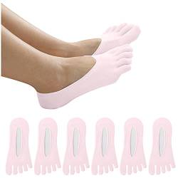 6 Paar Zehensocken Damen 5 Finger Socken weich und atmungsaktiv Low-Cut Socken mit Zehen Sneaker Socken für Mädchen (Rosa) von Dkings