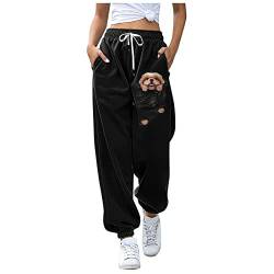 Dkings Jogginghose Damen Sporthose Lang Yoga Hose Freizeithose mit Tier Motiv Kordelzug Laufhosen High Waist Trainingshose Sweathose für Frauen (XXL, Tier-2) von Dkings