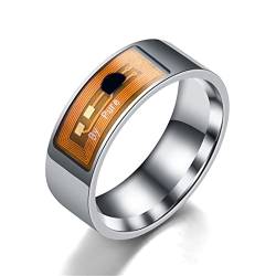 NFC Smart Ring für Herren Damen - Multifunktionale Wasserdichte Intelligente Ring Smart Wear Finger Digital Ring für Android/Windows NFC-Smartphone-Zubehör (51.8 (16.5), Silber-1) von Dkings