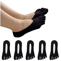 Zehensocken Damen 5 Finger Socken weich und atmungsaktiv Low-Cut Socken mit Zehen Sneaker Socken für Mädchen (Schwarz) von Dkings