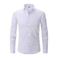 Dninmim Herren Stretch-Faser, formelle Kurzarm-Hemden, lässig, Business, Langarm-Shirts, bügelfrei, 706 Weiß, XL von Dninmim