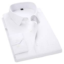 Herren Kleid Langarm Hemd Solid Herren Kleidung Passform Hemden Weiß Blau Schwarz, 8868-11 Weiß, XXXXXXXXL von Dninmim