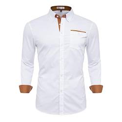 Men Office Working Dress Shirt Long Sleeve Male Shirts Solid Color Top White Y50 US Size L von Dninmim