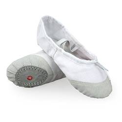 DoGeek Ballettschuhe Gymnastikschuhe Mädchen Tanzschuhe Damen Ballettschläppchen Ballerinas Kinder,Weiß,27 (Bitte bestellen Sie eine Nummer grösser) von DoGeek