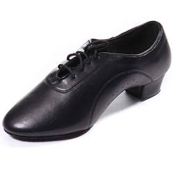 DoGeek Herren/Jungen Tanzschuhe schwarz Standard Latin Dance Schuhe Glattleder Ballsaal (Bitte bestellen Sie eine Nummer grösser), Schwarz, 36 EU von DoGeek