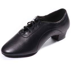 DoGeek Herren/Jungen Tanzschuhe schwarz Standard Latin Dance Schuhe Glattleder Ballsaal (Bitte bestellen Sie eine Nummer grösser), Schwarz, 45 EU von DoGeek