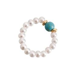 Doact Perlen-Fingerring, Exquisiter, Langlebiger Perlen-Perlenring für Frauen und Mädchen (Freie Größe) von Doact