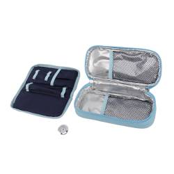 Doact Tragbare Medizin-Kühltasche, Hitzebeständige Insulin-Stift-Kühltasche aus Segeltuch und PU für Camping (Blue) von Doact