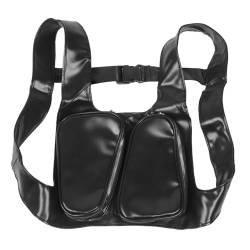 Doact Weste-Brusttasche, Leichte Brust-Rig-Tasche, Schnellverschluss-Schnalle aus PU-Leder für Männer Zum Wandern (Black) von Doact
