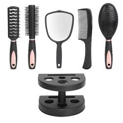 Haarbürsten-Set, 5-teiliges Haar-Styling-Kämme-Set mit Spiegelhalter, Bürste für Lockiges Haar für Erwachsene, Professionelles Haar-Frisierkamm-Set mit Ergonomischem Griff für von Doact
