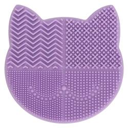 Make-up-Pinsel-Reinigungsschale, Katzenform, Entfernt Fett, Make-up-Pinsel-Reinigungsmatte für den Heimgebrauch für Verschiedene Pinsel (PURPLE) von Doact
