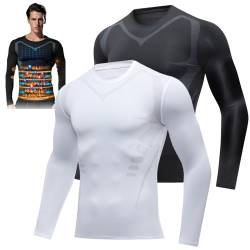 Far-Infrared Tourmaline Magnetic Mens Undershirt, MENIONIC Tourmaline Posture Corrector Vest for Men's (Black+White,L) von Doandcan