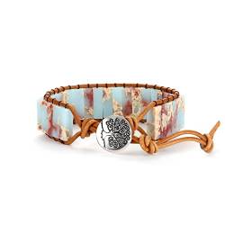 Dochais Chakra Armband, Naturstein Armband, Verstellbares, 7 Chakren Armband Glücksarmband, Boho Armband Damen, Armband Handgefertigt für Damen Frauen Männer (Cyan) von Dochais