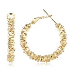 Dochais Creolen Gold Ohrringe Damen, Hypoallergene Silber 925 Ohrringe 14K Vergoldete Großes Leichtgewicht Huggie Hoops Frauen Knorpel Ohrringe Leicht Kreolen Schmuck Geschenk Mädchen, 30MM von Dochais