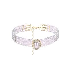 Dochais Damen Choker Halskette,Chocker Halskette Choker,Mode Vintage Perlenkette für Damen,Verstellbaren Größen (style 2) von Dochais