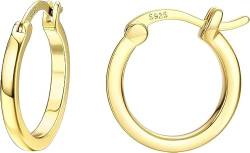 Dochais Gold Hoop Ohrringe für Frauen 14K Echtgold vergoldet Reifen mit 925 Sterling Silber Post Gold 15mm von Dochais