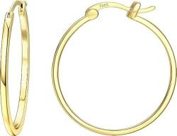 Dochais Gold Hoop Ohrringe für Frauen 14K Echtgold vergoldet Reifen mit 925 Sterling Silber Post Gold 40mm von Dochais