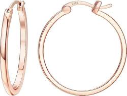 Dochais Gold Hoop Ohrringe für Frauen 14K Echtgold vergoldet Reifen mit 925 Sterling Silber Post Rose Gold 30mm von Dochais