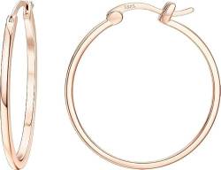 Dochais Gold Hoop Ohrringe für Frauen 14K Echtgold vergoldet Reifen mit 925 Sterling Silber Post Rose Gold 40mm von Dochais