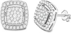 Dochais Ohrringe Silber 925 für Damen Herren, 14K Gold/Weißgold Quadratisch Iced Out Ohrringe, Diamant Ohrring Stecker Gold, Hypoallergene Ohrstecker Ohrschmuck Geschenk für Männer Damen Jungs von Dochais