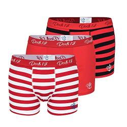 Dock13 Männer Boxershorts Maritim (3er Pack Boxershorts Herren) (Rot, Large (6)) von Dock13