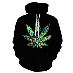 3D-Druck Weed Hoodies Tops Pullover Herren Damen Kapuzenpullover Sweatshirts Casual Grün Unkrautblatt Hoodies Jacke Homme, W2125, L von Docorou