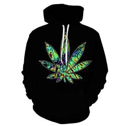 Docorou 3D-Druck Weed Hoodies Tops Pullover Herren Damen Kapuzen-Sweatshirts Casual Green Weed Leaf Hoodies Jacke Homme, W2125, XL von Docorou