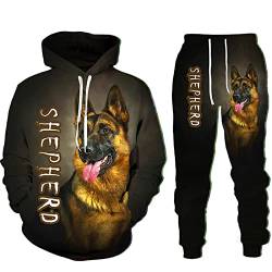 German Shepherd Dog 3D Printed Hoodies Sweatpants Herren Kapuzenpullover Sweatshirt Sets Männer Trainingsanzug Anzug, 07883, M von Docorou