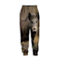 Herren/Frauen, 3D-Druck, lässige Hose, Tier, Wildschwein/Schwein, Mode, Streetwear, Herren, lockere Sporthose, lange Hose, 01, 27-32 von Docorou