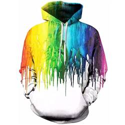 Herren Damen Mode Hoodies 3D Allover Print Casual Hoodie Hipster Regenbogen 3D Kapuzenpullover, W01333, XXL von Docorou