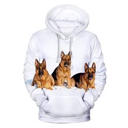 Kapuzenpullover für Herren, Motiv: Deutscher Schäferhund, niedliches Haustier-Sweatshirt mit Kapuze, für Herren und Damen, 3D, ASD-12002, XL von Docorou