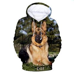 Kapuzenpullover für Herren, Motiv: Deutscher Schäferhund, niedliches Haustier-Sweatshirt mit Kapuze, für Herren und Damen, 3D, ASD-12010, XXXXL von Docorou
