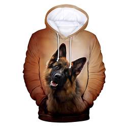 Kapuzenpullover für Herren, Motiv: Deutscher Schäferhund, niedliches Haustier-Sweatshirt mit Kapuze, für Herren und Damen, 3D, Asd-12007, S von Docorou